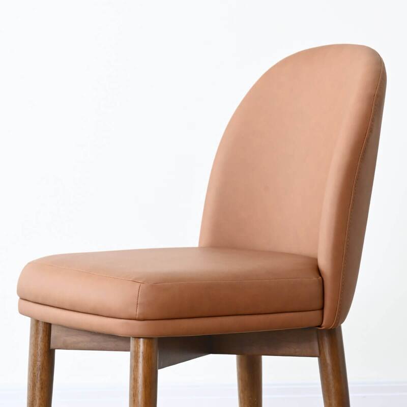 Tan Faux Leather Upholstered Parson Chair(Set of 4)