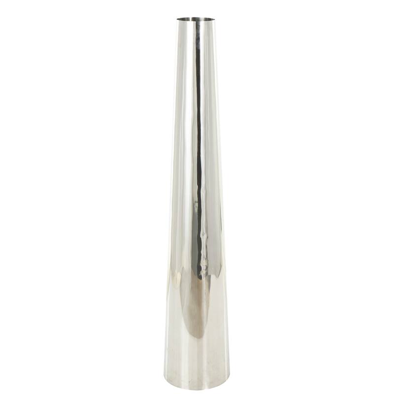 Gold or Silver Stainless Steel Metal Minimalistic Tall Floor Cone Vase