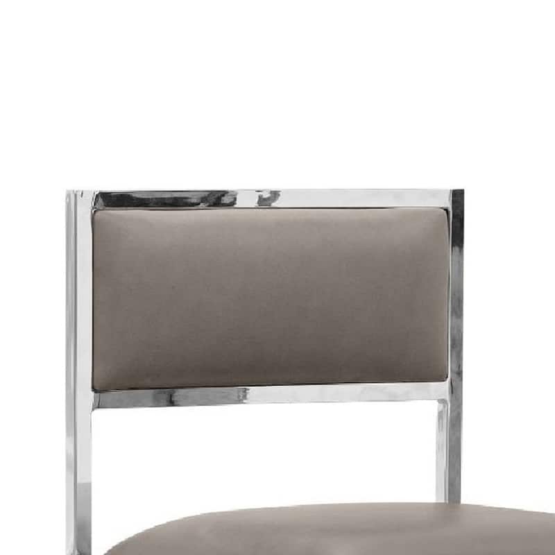 Eun 26 Inch Vegan Faux Leather Counter Stool, Chrome Base, Set of 2, Gray