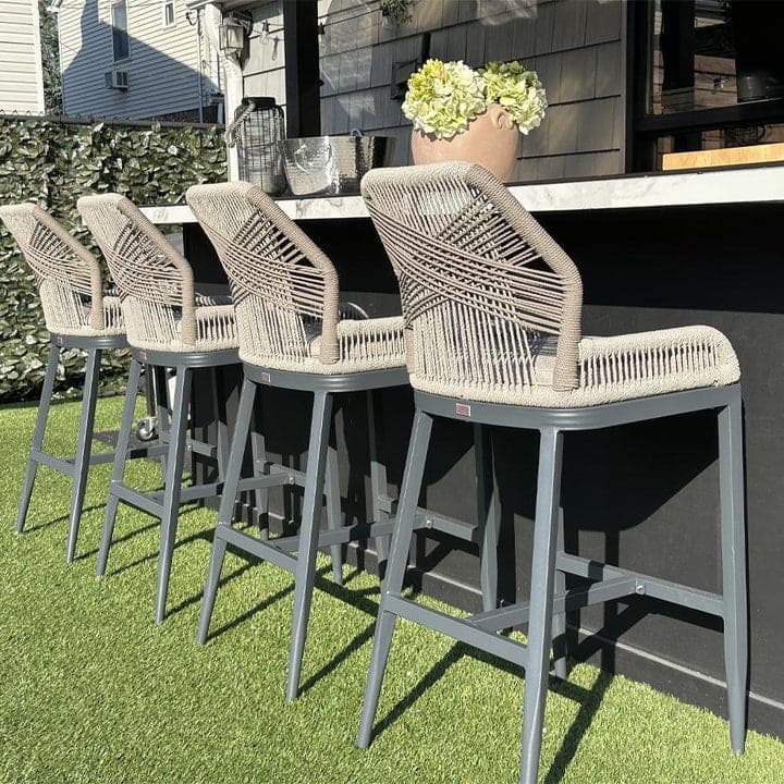 PURPLE LEAF 2 Set Outdoor Bar Stool Chair Set, Modern Counter Height Stool, Cushion Included