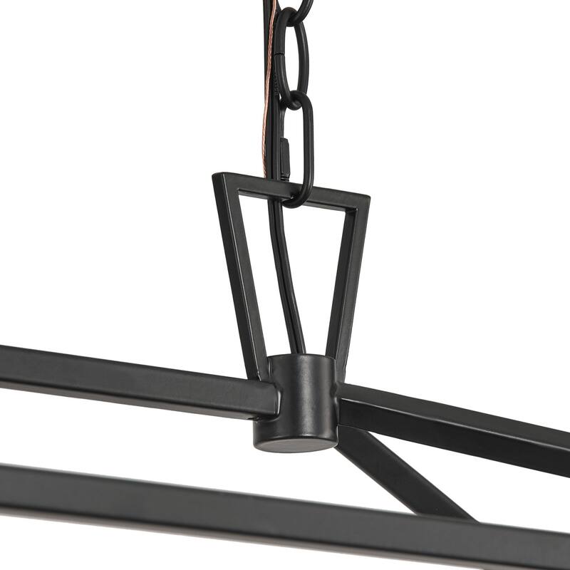 Farmhouse Matte Black 6-Light Rectangle Kitchen Island Chandelier