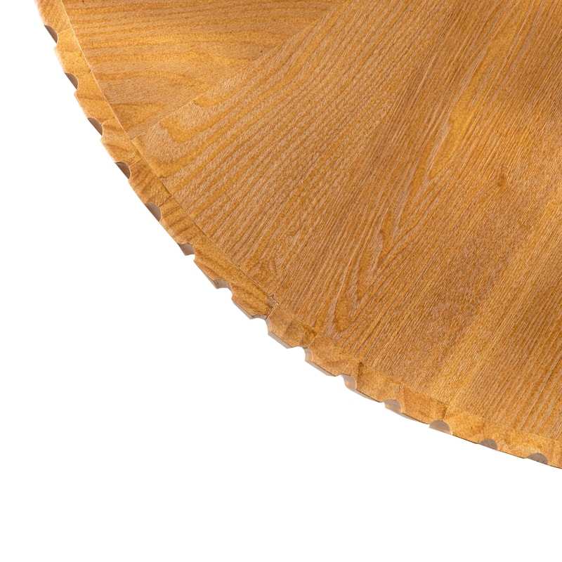 Round Vintage Coffee Table Home Decor Coffee Table with 3 Solid Wood Legs, for Living Room, Natural Color