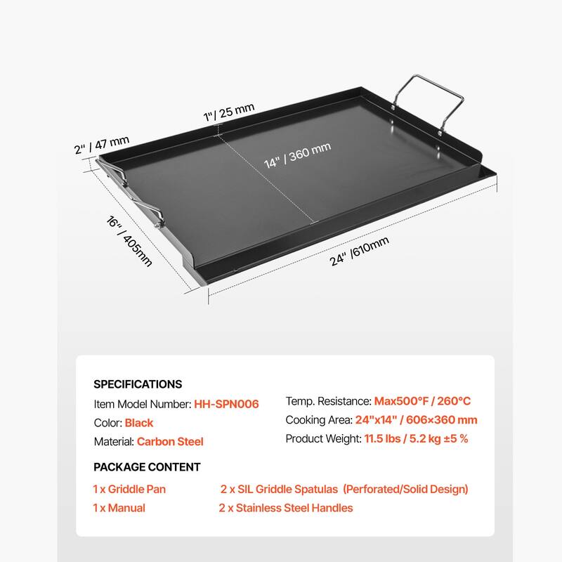 Anmytek Steel Flat Top Griddle BBQ Grill Pan Cookware