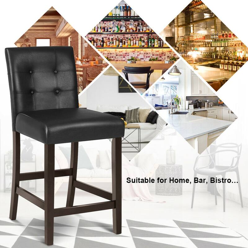 Gymax Set of 2 Bar Stools 25inch Counter Height Barstool Pub Chair - See Details