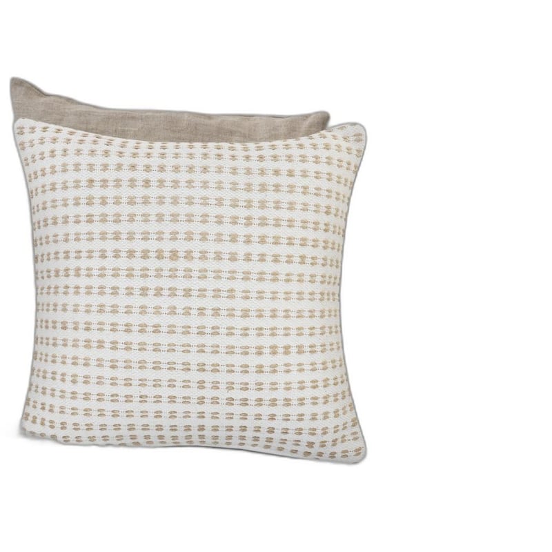 HomeRoots 20" X 20" Ivory And Tan 100% Cotton Geometric Zippered Pillow