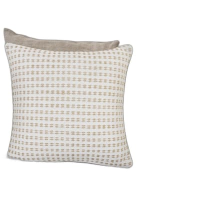 HomeRoots 20" X 20" Ivory And Tan 100% Cotton Geometric Zippered Pillow