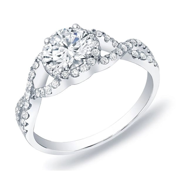 Auriya 14k Gold 3/4ctw Twisted Round Halo Diamond Engagement Ring (H-I, SI1-SI2) - White - 4