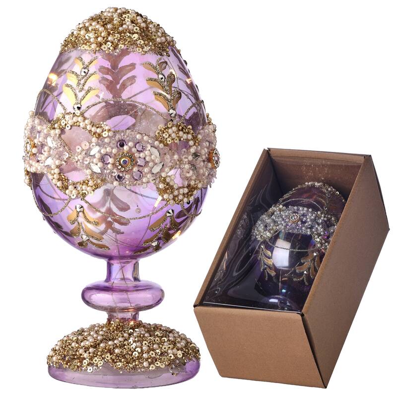 8"Glass LED Egg Pedestal With Jewel