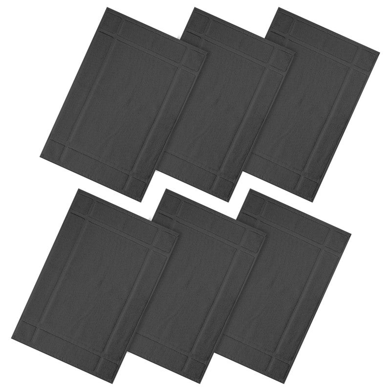 Pure Cotton 1350 GSM Bath Mats Highly Absorbent by Ample Decor- 6 Pack - 24"X17" - Grey