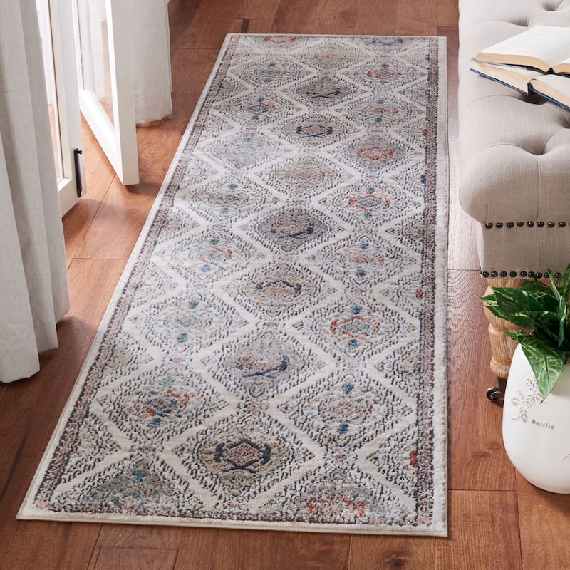 SAFAVIEH Oregon Myrna Traditional Boho Rug - 2'2" x 8' Runner - Grey/Ivory