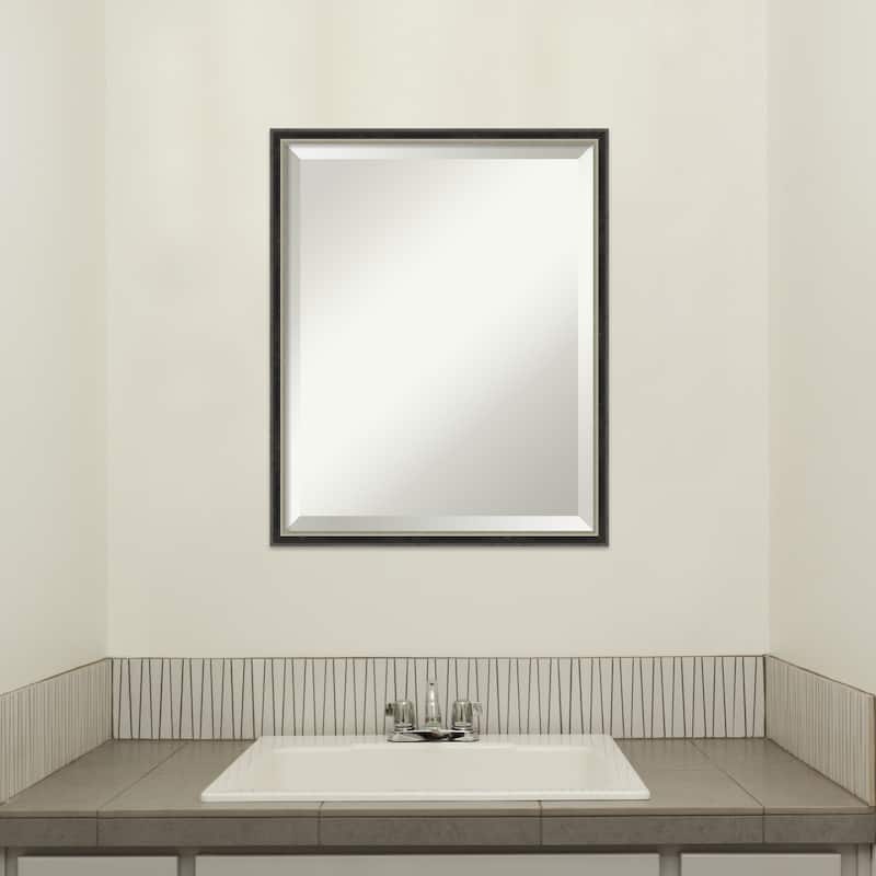 Theo Narrow Beveled Wood Framed Bathroom Vanity Wall Mirror