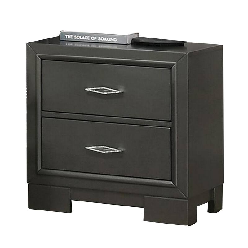 Dark Gray 2 Drawer 22 in. W Nightstand with Bracket Feet