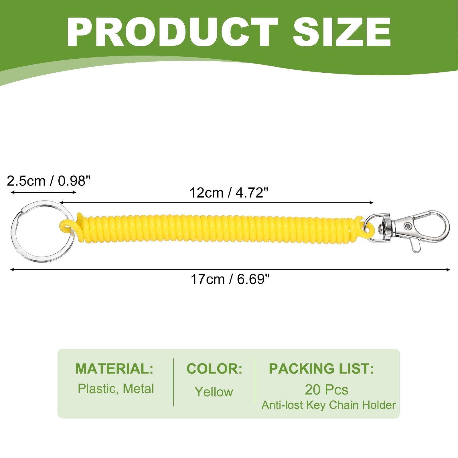 Retractable Coil Springs Keychain, Spiral Cord Coil Keychain, Anti-lost Key Chain Holder with Lobster Clasp