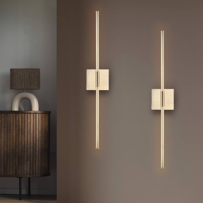 28" Dimmable Integrated LED Metal Wall Sconce, by JONATHAN Y