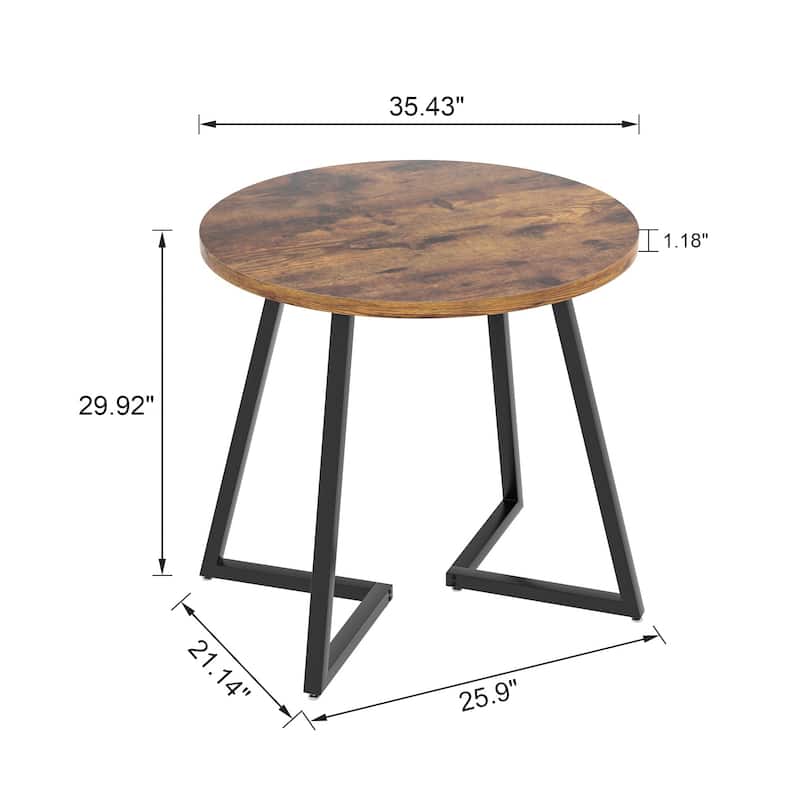 VECELO 35.43'' Round Butterfly Leg Dining Table for 4 MDF Top Kitchen Table Kitchen & Dining Room Tables