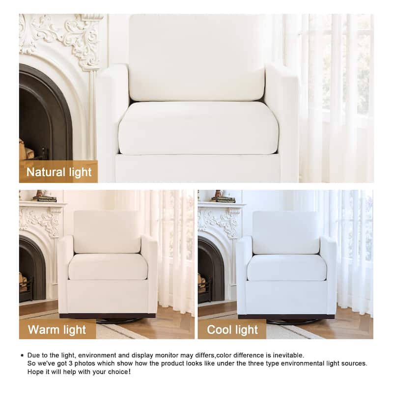 uixe Modern Upholstered Swivel Accent Chair with Pocket Spring Seat