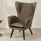 preview thumbnail 27 of 92, Upholstered Wingback Armchair Leisure Accent Chair, Single - 40.55" H x 28.34" W x 33.1" D Dark Brown-Leathaire