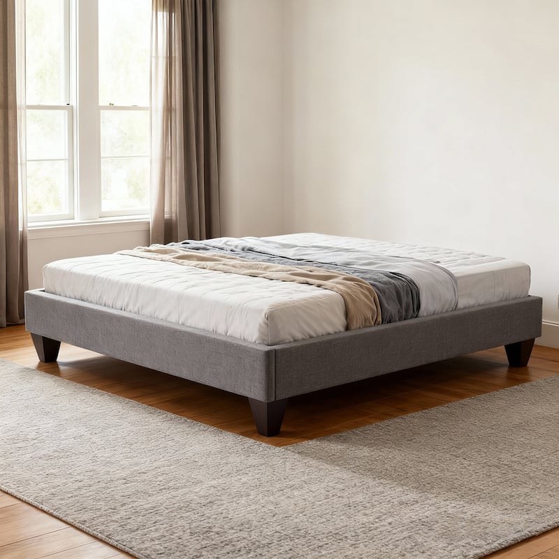 13" Modern Grey Twin XL Platform Bed Frame, No Headboard Design
