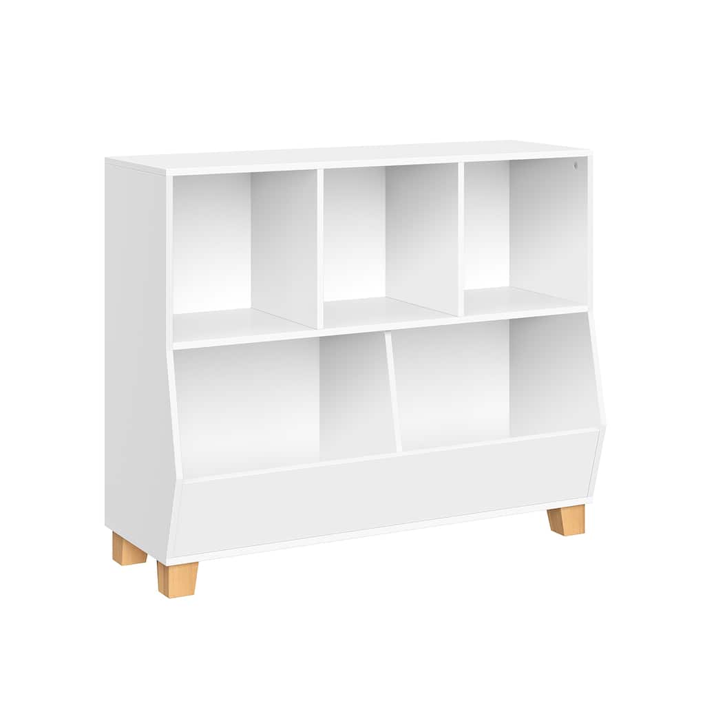 RiverRidge Kids Catch-All 35in Toy Storage Organizer with 3 Cubbies and 2 Storage Compartments - White with Optional Bins