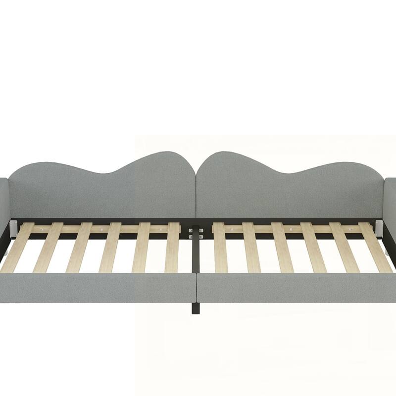 Upholstered Daybed, Sherpa Fabric Sofabed with Cloud-Shaped Backrest