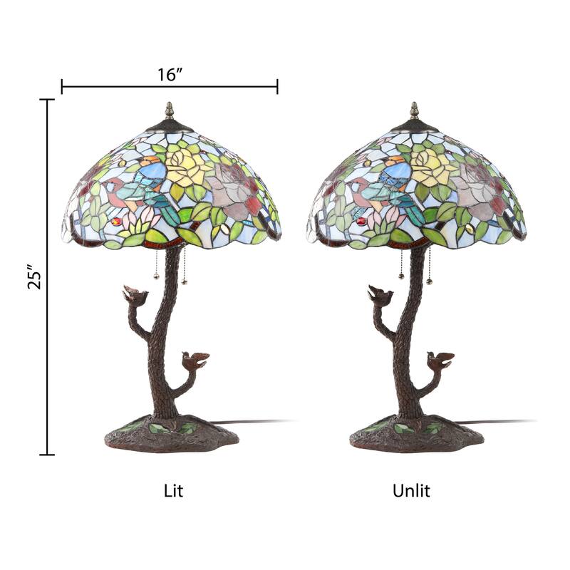 Sophia River of Goods Multi-Color Stained Glass Dome Shade 25-Inch Table Lamp - 16" x 16" x 25"