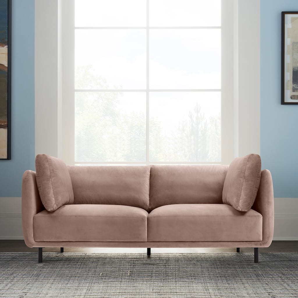 Serenity 79" Fabric or Velvet 3 Seater Cloud Sofa Couch with Black Metal Legs