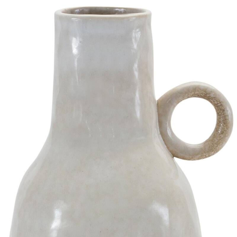 11" Gray And White Ceramic Round Table Vase - 6.25