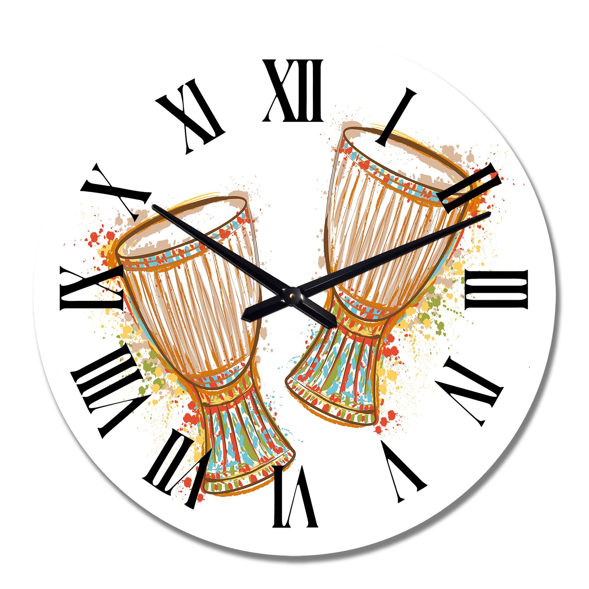 Designart 'Traditional Tam Tam Drums III' Cabin & Lodge wall clock