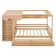 preview thumbnail 4 of 25, Multifunction Full Size House Bed Frame w/ 2 Drawers & Built-in Wardrobe(with Curtain), Wood Storage Bed Frame for Kids, Teens