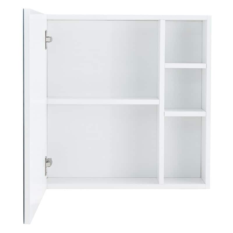 White MDF Wall-Mounted Mirror Cabinet with Hidden Storage - Space Saving Bathroom Organizer