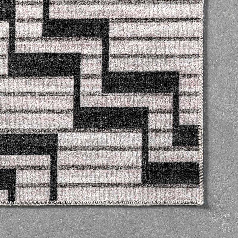 Nuloom Tashia SpinClean Modern Geometric Machine Washable Area Rug