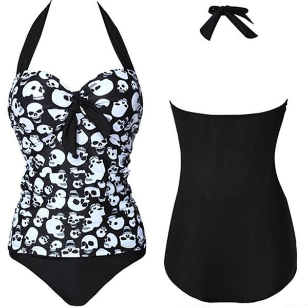 Shop Women Summer Monokini Gothic Skull Halter Backless Push Up