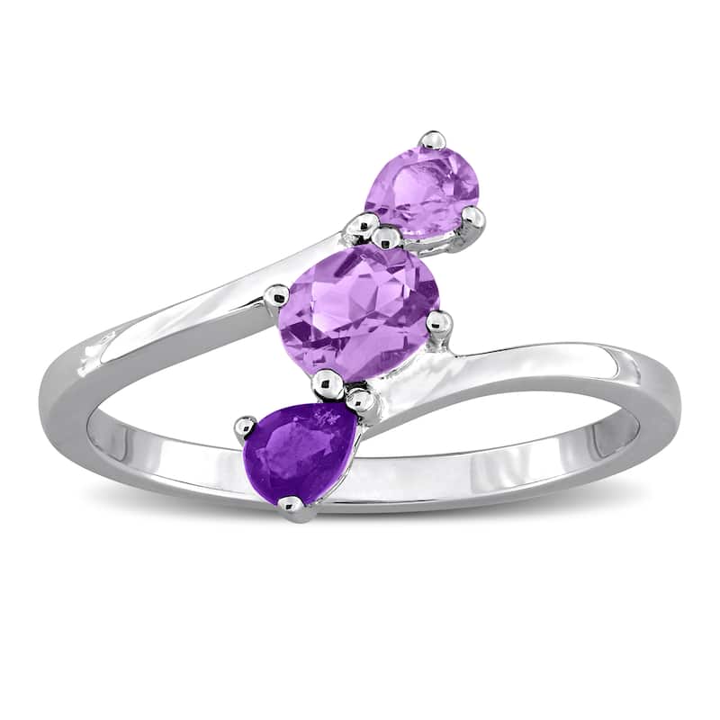 Miadora Multi-Gem Three Stone Bypass Ring Sterling Silver