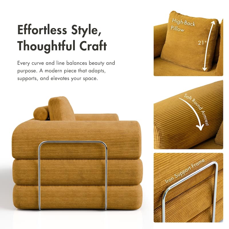 247 Shop At Home Sorai Modern Chenille Foam Modular Sofa with Pillows