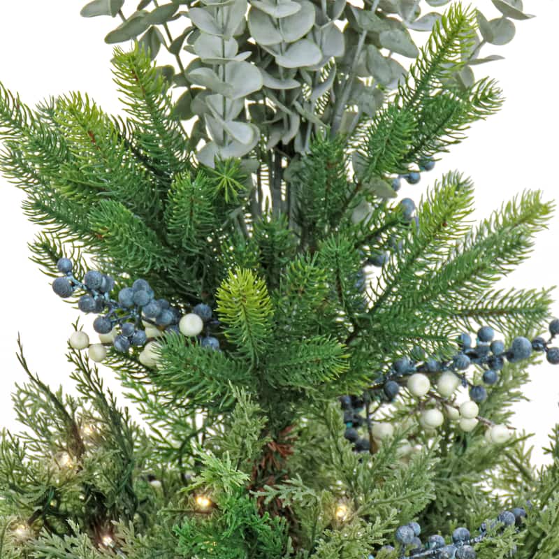 National Tree Company 4 ft. Cedar and Evergreen Porch Bush with LED Lights - Green - 48 in