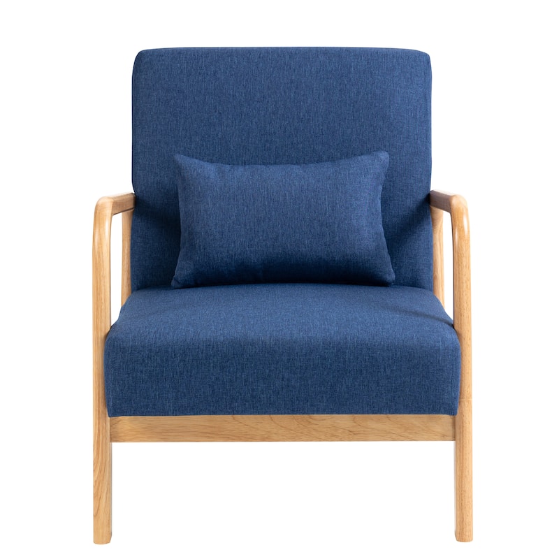 Briston 2 Set Mid Century Modern Wood Accent Chairs with pillow
