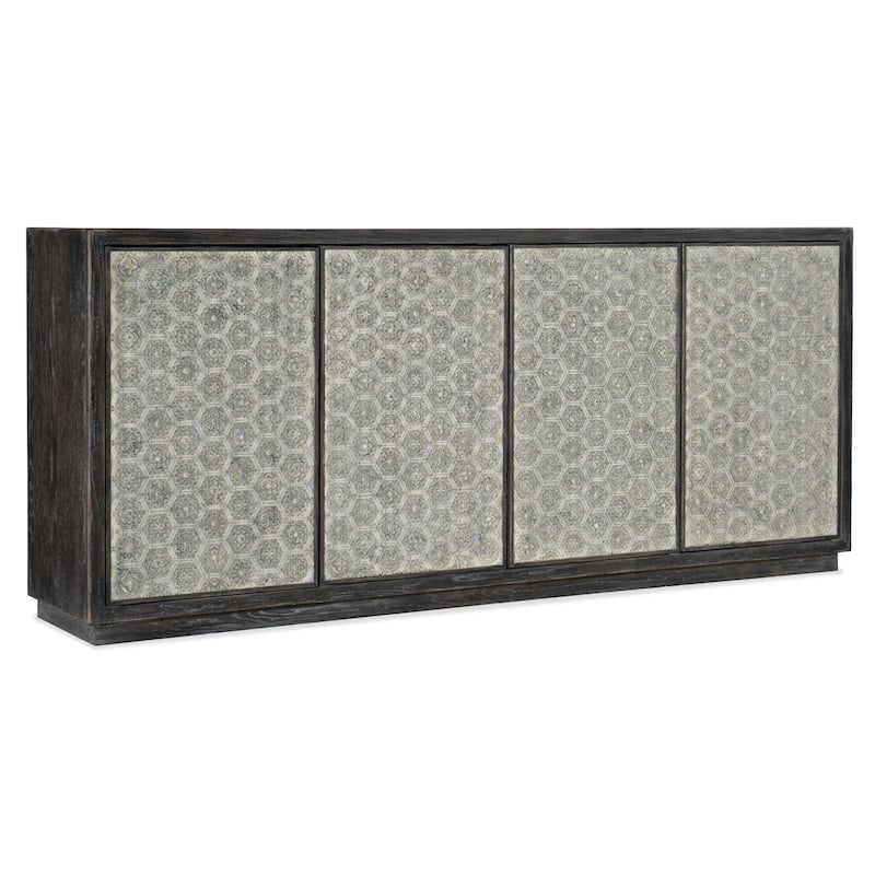 Hooker Furniture Greystone 90" Wide Urban Industrial Carved Door - Dark Wood / Gray