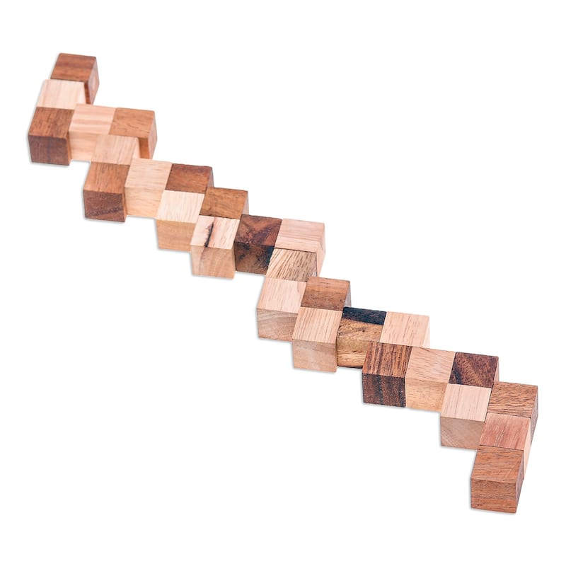 Novica Handmade Logic Squares Wood Snake Cube