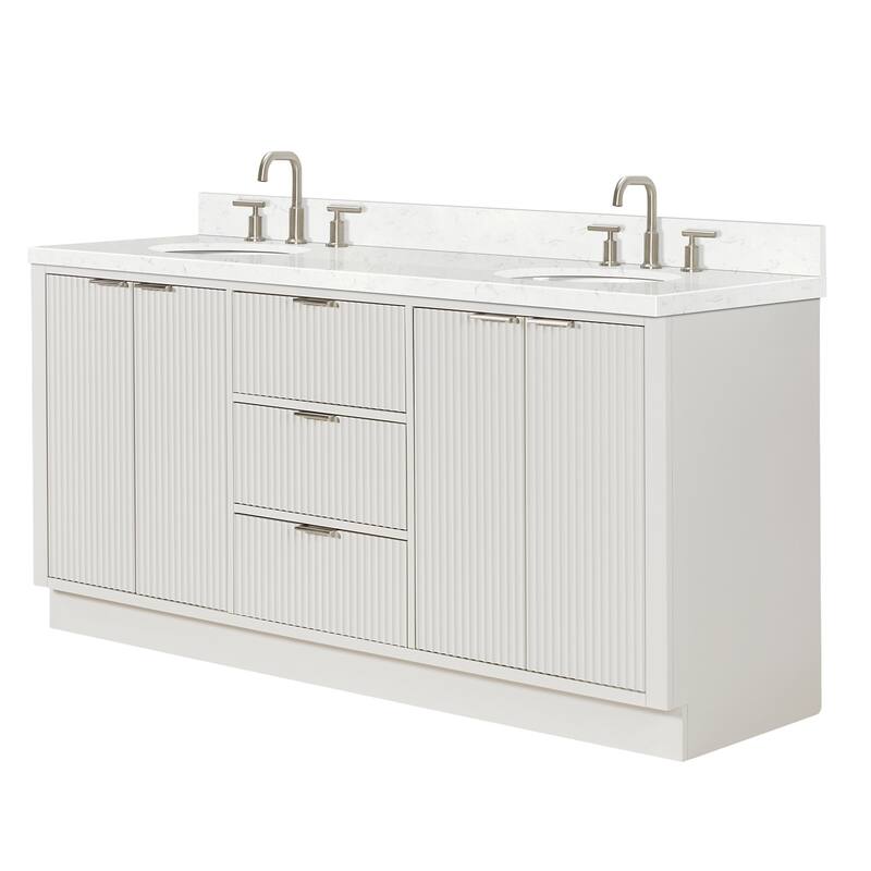Ariel P72DCQOVO Milan 72" Free Standing Double Oval Basin Vanity Set