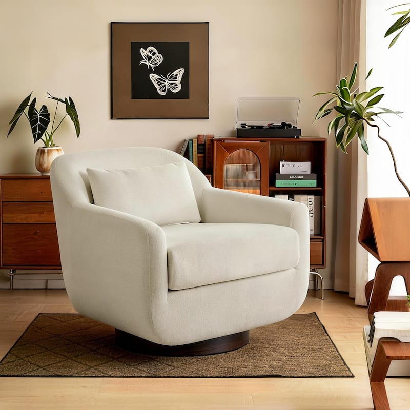 Modern Chenille Swivel Accent Chairs With Pillow