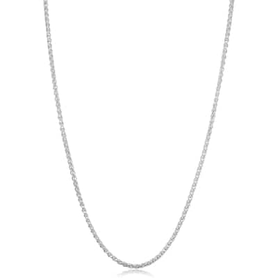 Italian Sterling Silver 2 millimeter Round Wheat Chain Necklace