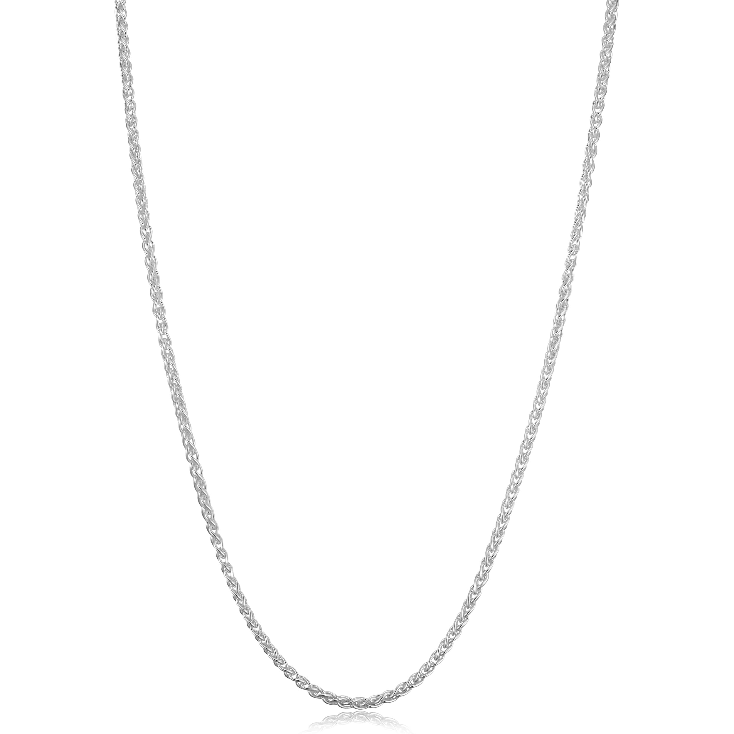 Au Naturale Italian Sterling Silver 2 millimeter Round Wheat Chain Necklace