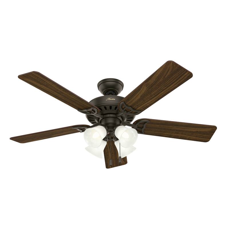 Hunter Fan Studio Series 52" Ceiling Fan with 4-Light LED Light Kit, Pull Chain - Timeless, Traditional