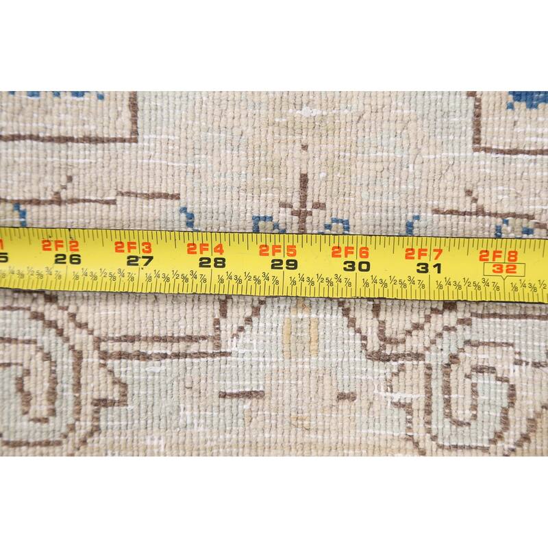 Muted Distressed Kerman Persian Area Rug Handmade Wool Carpet - 9'8" x 13'0"