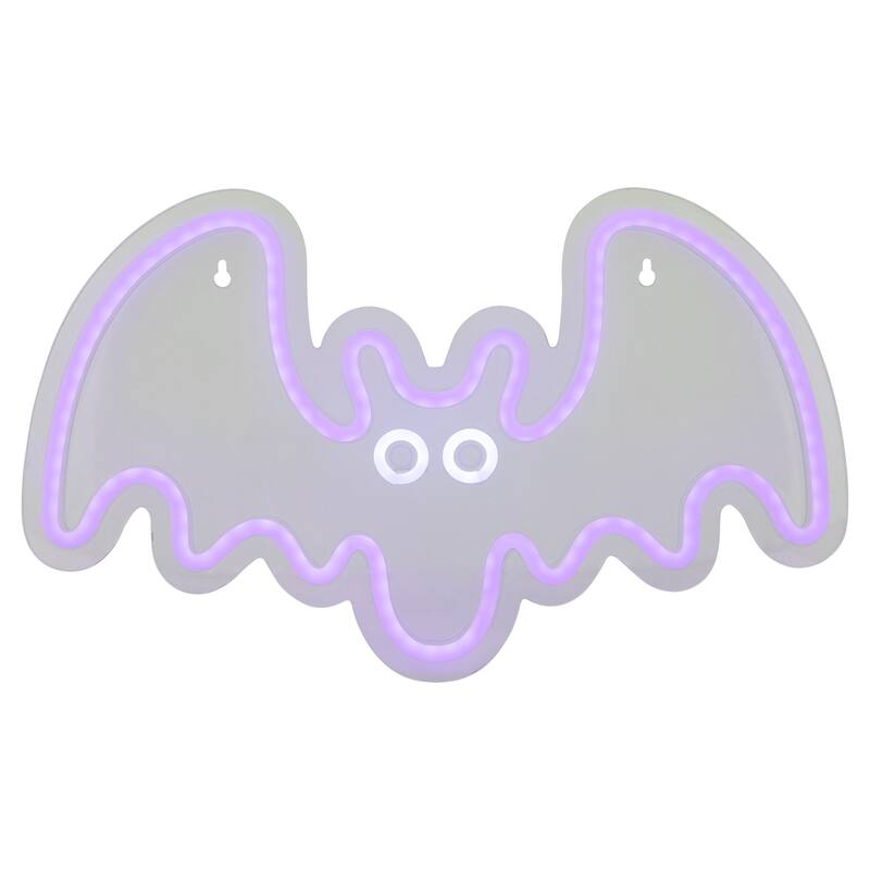 15" Purple LED Lighted Neon Style Purple Bat Halloween Window Silhouette