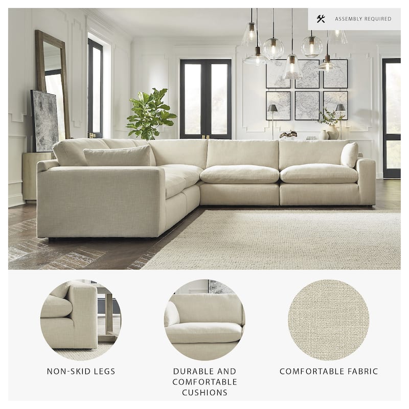Signature Design by Ashley Elyza Ivory 5-Piece Sectional - 135"W x 135"D x 36"H