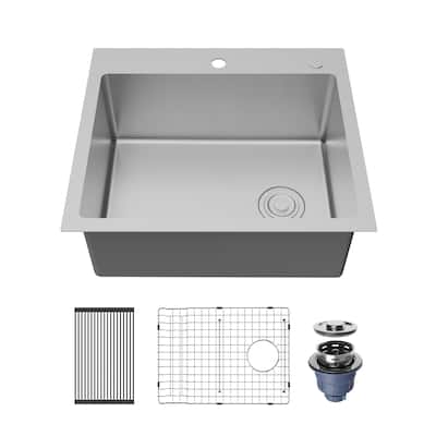Karran Fusion Top Mount 25-in x 22-in Stainless Steel Single Bowl Kitchen Sink