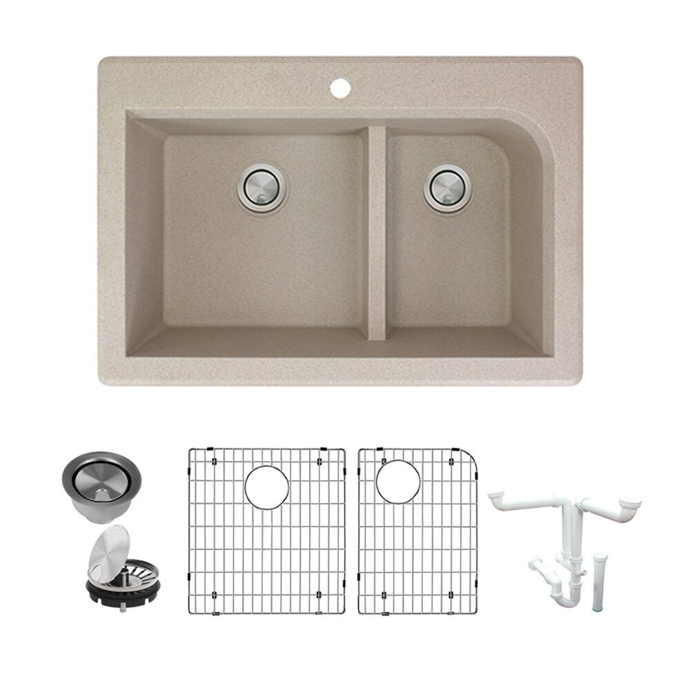 Transolid K-RTDJ3322 Radius 33" Drop In Double Basin Granite Kitchen