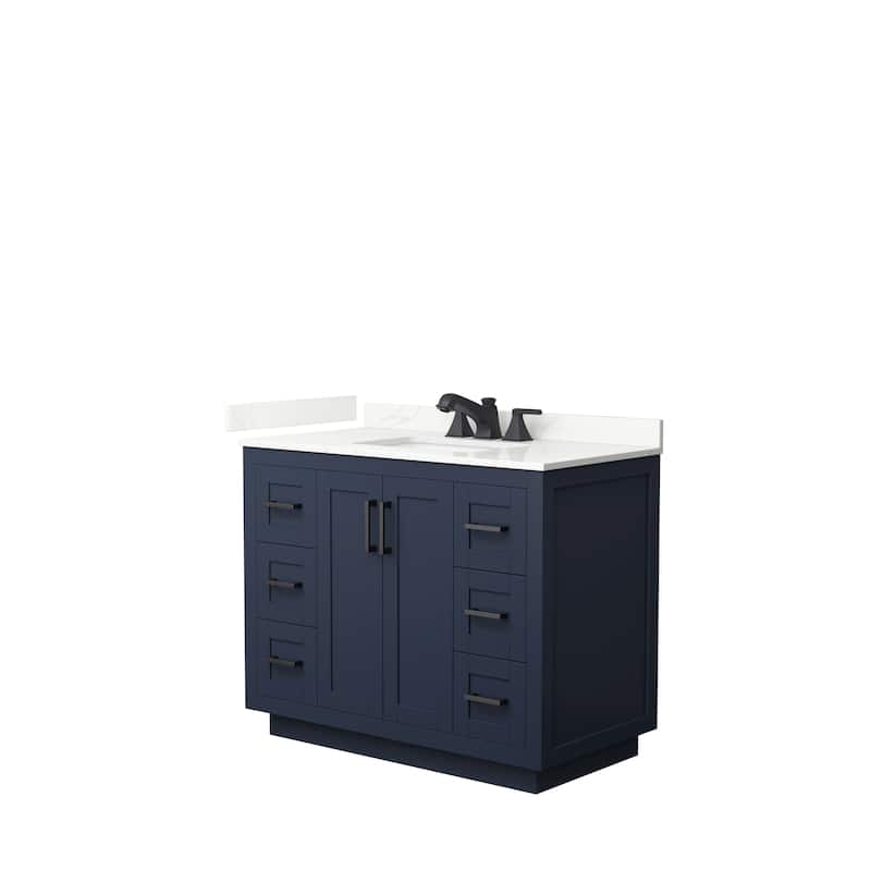 Miranda 42-inch Single Vanity, Quartz Top - Dark Blue, Black Trim, Giotto Quartz Top