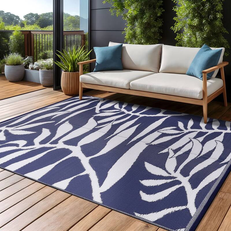 Beverly Rug Tropical Blue Reversible Outdoor Area Rug